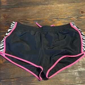 SO Black and Pink Athletic Shorts with Zebra Accents